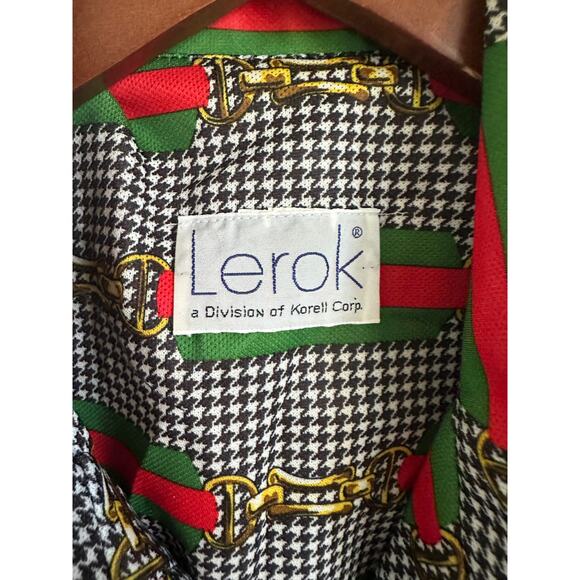 Vintage 60 Mod Style Dress Houndstooth Buckle Design Green/Red Designer Sz 6-8 - Picture 3 of 11